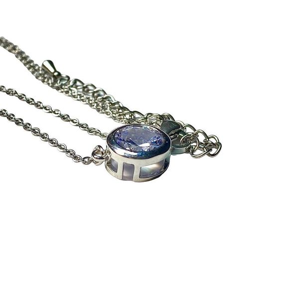 Minimalist 925 Sterling Silver Necklace w/ Clear CZ Gemstone 18” + - Picture 5 of 8